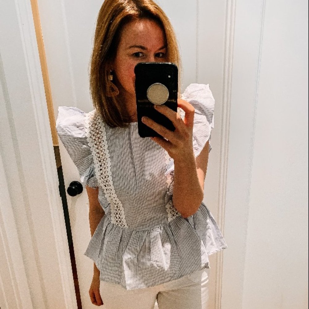 Angela Striped Chambray Top